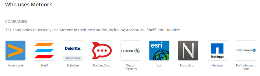 Companies using Meteorjs