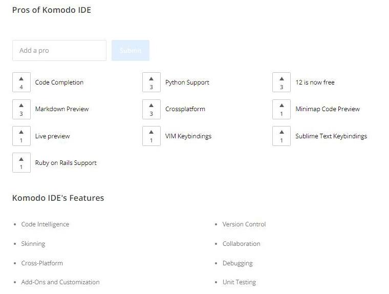 pros of komodo ide