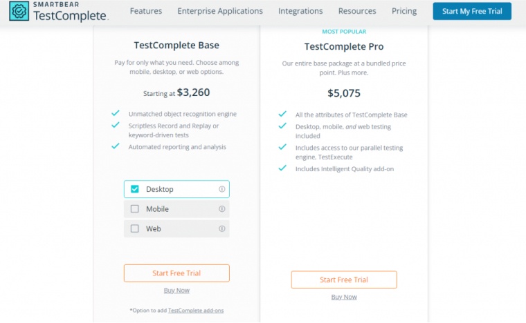 Pricing: TestComplete