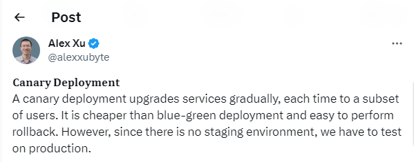 Canary deployment - Tweet