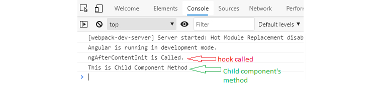 ngAfterContentInit Output